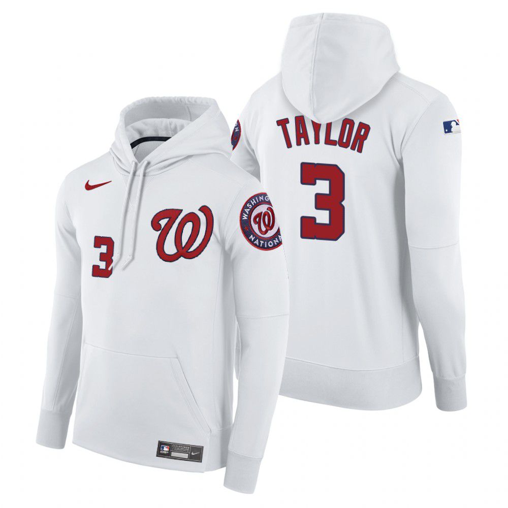 Men Washington Nationals #3 Taylor white home hoodie 2021 MLB Nike Jerseys